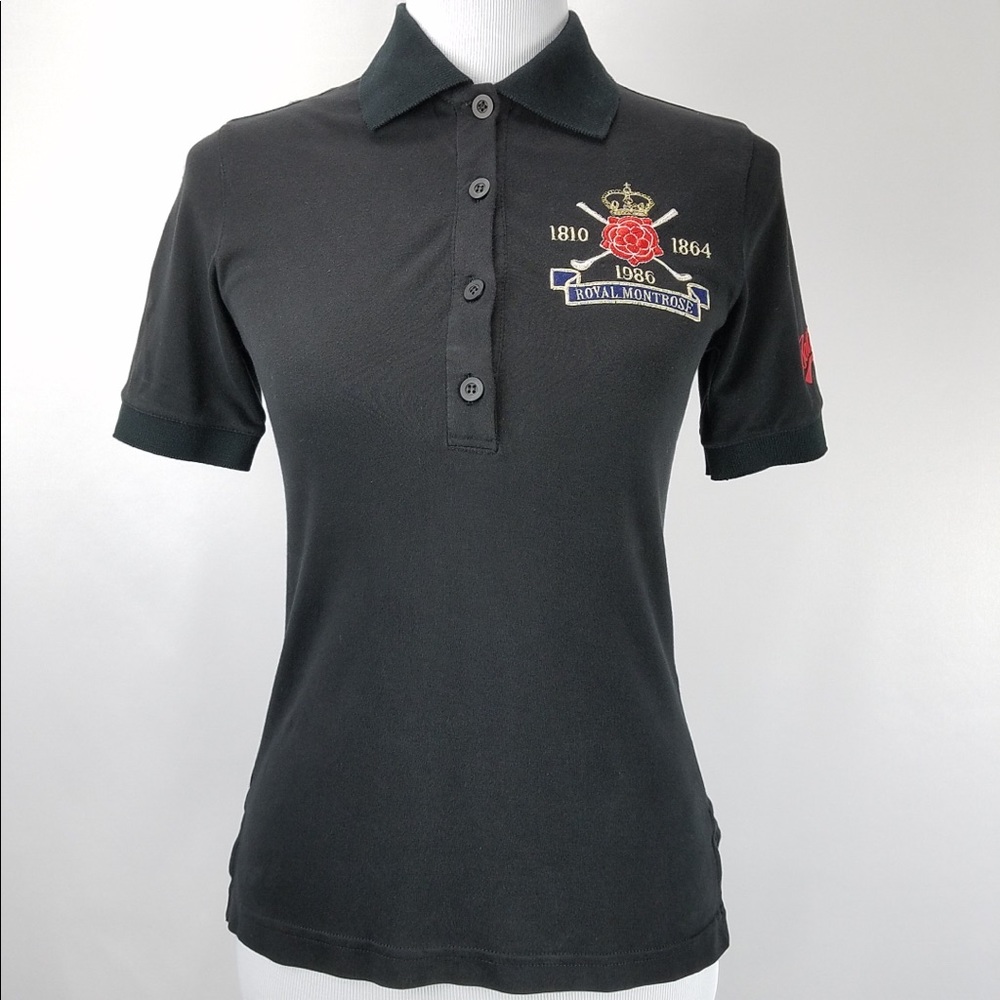 Botticelli Embroidered Scottish Golf Black Polo S